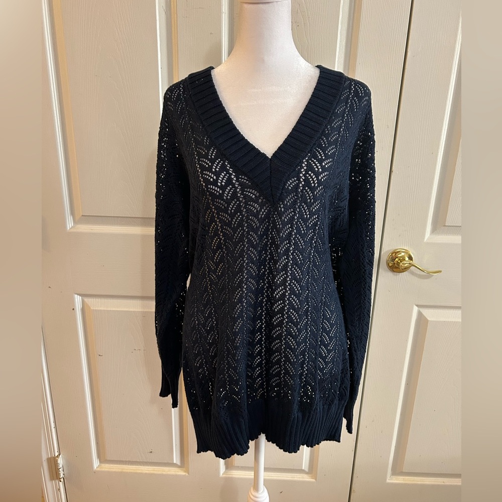 Alpaca International lace cotton sweater, XL